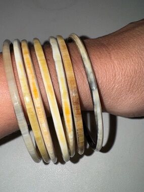 Set of 7 Natural Buffalo Horn Bangle Bracelets